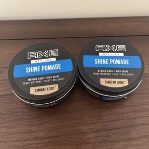 2X AXE Smooth Look Shine‎ Pomade Medium Hold High Shine - 2.64oz Each Can